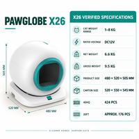 Bac à litière pour chat contrôlé par application X26 pour chats de 1 à 8 kg avec affichage de la température et de l'humidité, capteurs de gravité et design compact pour intérieur