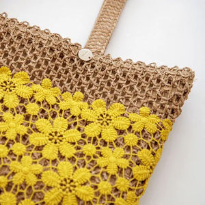 Bolso tote de poliéster retro de gran capacidad con doble asa y botones para mujer, venta al por mayor, moda de verano - Product Image 2