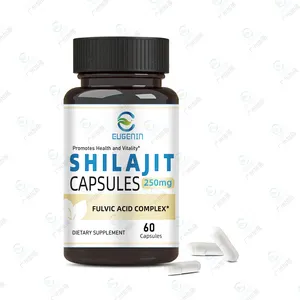 Kapsul Vegetarian Label Pribadi Kualitas Tinggi Kekuatan Ekstra Stamina Kekuatan 500 Mg Shilajit Ekstrak Kapsul Herbal