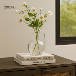 Merlin Living Round Design <span class=keywords><strong>Glass</strong></span> Vase <span class=keywords><strong>Home</strong></span> Decoração Sala Acessórios para Vidro e Cristal Vasos - Product Image 4