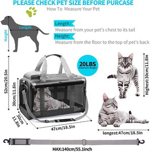 JW-portador de perros medianos, bolsa transportadora de gatos, portador de viaje para perros grandes, portador de gatos portátil de lado suave - Product Image 3