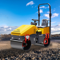 Compacteur de sol vibrant à double tambour FURD 1 tonne avec moteur Changfa et pompe à moteur, haute efficacité, rouleau compresseur routier, force de compression 28KN