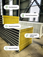Panneau sandwich en laine de roche et métal avec bordure en polyuréthane, ignifuge et écologique, pour l'isolation des murs et des toits des entrepôts industriels