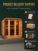 Sauna extérieur moderne en cèdre rouge canadien EnjoySaunas pour 4 personnes, poêle à sauna 6KW, chauffage électrique, verre panoramique, jardin, CE