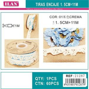 Strisce di pizzo Ilan 1,5 cm x 11 m colore crema per artigianato e cucito - Product Image 3