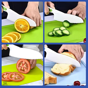 Plastic Knife Set 3 Piece Safety Fruit Cake Vegetable Cutter Blade 4-5.9in Ambidextrous For Kitchen Use - Product Image 2