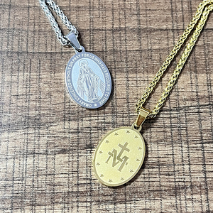 Collar DE LA <span class=keywords><strong>Virgen</strong></span> María para hombre, Medalla Milagrosa, colgante de acero inoxidable para Madre de Dios, medallón de La <span class=keywords><strong>Virgen</strong></span> María, amuleto de Santa María - Product Image 5