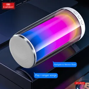 Earldom Speaker Mini Portabel Bluetooth, Speaker Nirkabel Portabel FM Kartu TF USB dengan Lampu LED dan Warna-warni