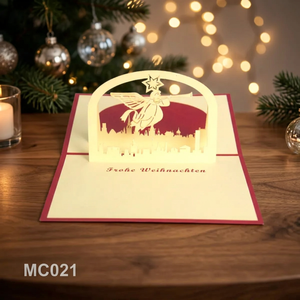 ANN HADICRAFT – Nouveaux articles artisanaux en papier pour vœux de Noël, découpés au laser 3D, style trompette féerique Japandi, imprimés offset, avec message « Merci » - Product Image 3