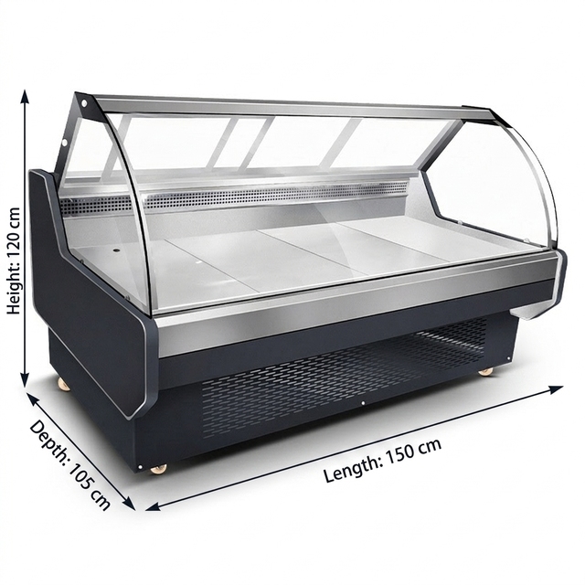 Multifunction Curved Glass Refrigerated Display Case for Deli Meat Cheese Salad-for Meat Wholesalers