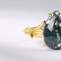 Cincin Batu Agate Hijau Alami Bentuk Ranting Berlapis Emas Perak S925 Dapat Diatur Ukurannya Terinspirasi Alam Hutan Boho Cincin Penyembuhan