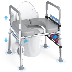 Poignées de siège de toilette à <span class=keywords><strong>domicile</strong></span>, commode de chevet <span class=keywords><strong>pour</strong></span> <span class=keywords><strong>personnes</strong></span> âgées, handicapées, adaptées à l'utilisation dans la salle de bain - Product Image 4