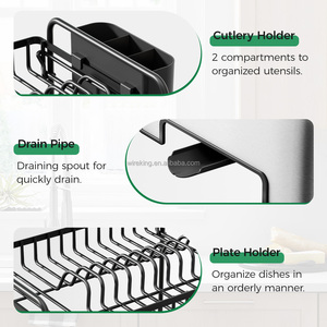 Accessoires de cuisine WIREKING, organisateur de vaisselle en acier inoxydable à 2 niveaux, antirouille, séchoir à vaisselle sur l'évier, porte-assiettes - Product Image 5