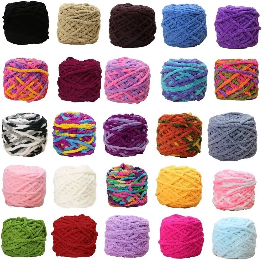 Mehrfarbiges Chunky Crochet Yarn Stricken Gewebte Decke Core Strip Line Ice Strip Garn für Craft DIY