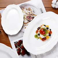 Assiette ovale en porcelaine blanche personnalisée, vaisselle de restaurant, assiettes à dîner en céramique avec impression de logo pour cadeau