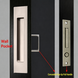Kit de quincaillerie pour porte coulissante encastrée, système de fermeture douce à roulettes, ouverture par pression pour porte intérieure en bois - Product Image 4