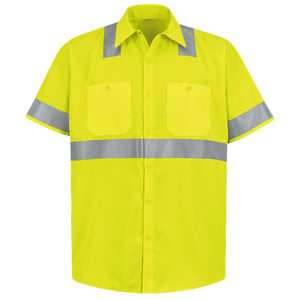 เสื้อทำงานแขนสั้นสะท้อนแสงสำหรับผู้ชาย เสื้อชุดทำงานอุตสาหกรรมที่ทนทานและปลอดภัย - Product Image 1