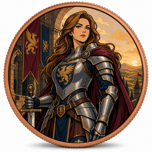 Pièce de collection médiévale en cuivre fin .999 de 1 oz, représentant une chevalière, portrait de guerrier de château personnalisé, médaille commémorative, vente en gros - Product Image 6