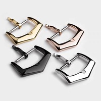 Boucle de montre à goupille en acier inoxydable poli fin, 18-20 mm, plaqué argent, or, rose, noir, multi-plaqué, ajustement universel