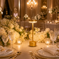 Lampe de table LED sans fil moderne de luxe, rechargeable, avec anneau lumineux doré, portable, pour mariage, restaurant, hôtel, bar