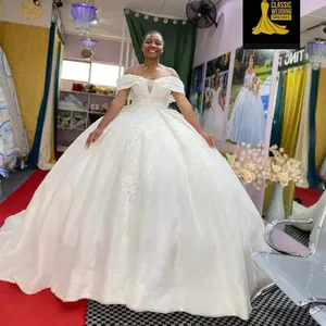 Mumuleo Luxury Off The Shoulder Chinese Factory Directly Custom Made Wedding Dresses Lace Appliqued Bridal Gowns 2024