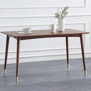 B5112 Dinner room solid black walnut wood kitchen table with brass legs simple modern style light luxury dining table set