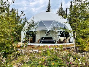 Dôme géodésique de luxe en PVC pour glamping, étanche, avec salle de bain, pour hôtels et resorts en plein air, tailles OEM usine <span class=keywords><strong>3M</strong></span> <span class=keywords><strong>5M</strong></span> 8M 12M 15M 20M - Product Image 4