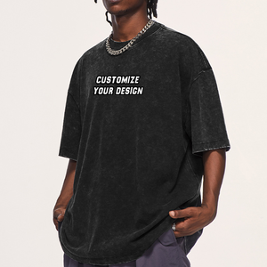 T-shirt Homme Oversize Col Rond 100% Coton Lourd Style Vintage Délavé à l'Acide Hip Hop Streetwear – Grande Vente - Product Image 1