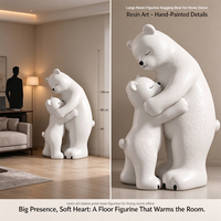 Statue d'art en résine Ours polaire enlacé avec haut-parleur Bluetooth, grande figurine de sol pour la décoration de la maison, du salon ou du bureau