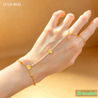 Bijoux tendance pour femmes, bracelet à chaîne pour doigt en acier inoxydable 304/316 plaqué or 18 carats avec zircon incrusté en forme de cœur