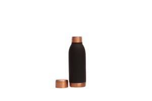 Bouteille d'eau moderne en cuivre pur noir mat - 250 ml, récipient ayurvédique sans soudure avec accents de luxe en cuivre - Product Image 2