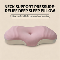 Bantal Leher Busa Memori Grosir dengan Kain Pendingin yang Dapat Dicuci, Kontur Ortopedi untuk Tidur Telentang dan Tengkurap