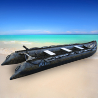 Kayak gonflable Goethe GTK470 CE camouflage pour la pêche, le camping et la navigation, 3 places, avec pédales Hydro Force et moteur électrique.