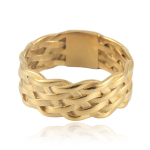 Men's Gold Braided Chain <b>Ring</b> Geometric Design Punk Style Fashion Jewelry Gift 2403 - Product Image 2