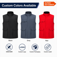 Gilet matelassé chaud d'hiver personnalisé avec logo pour hommes et femmes, col montant, multipoches, veste sans manches de travail, vêtement de travail OEM ODM
