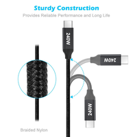 Transfer Data 480Mbps kabel USB-C 40Gbps 48V 5A PD3.1 240W USB4 kabel pengisi daya USB Tipe C