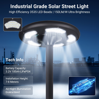 Lampadaire solaire UFO en aluminium IP65 pour extérieur, 30W 50W, rond, pour quartiers résidentiels, rues, parcs et sites touristiques