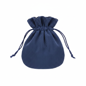 Sac en velours côtelé bleu personnalisé avec logo, 170x180, en forme d'amphore, avec cordon de serrage, poignée et doublure en PVC, petite pochette de voyage ou pour chaussures, pliable - Product Image 2