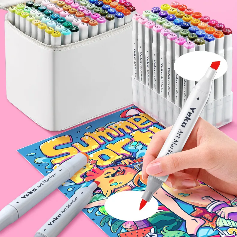 Custom Logo Alcohol Markers Brush White Pen 80 Colors Dual Tip Paint Permanent Wholesale Marker Pen For Artist
