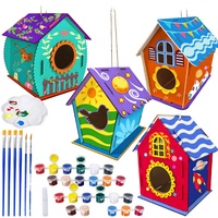 Kit de bricolage en bois pour maison d'oiseaux - Cage à oiseaux suspendue peinte à la main pour enfants, idéale pour Pâques