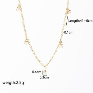 High <span class=keywords><strong>End</strong></span> 18k altın kaplama paslanmaz çelik tatlı su inci hazır gemi çapraz zincir Dangle kolye - Product Image 5