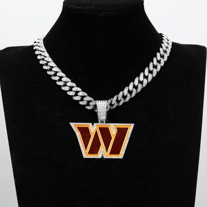 Collar con Logotipo de Equipo de Rugby, Cadena Cubana con Colgante de Aleación, Regalo para Fanáticos - Product Image 2