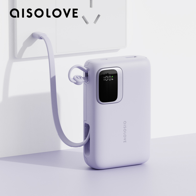 Aisolove New Arrival Hot Sale Fast Charging Portable Power Banks Charger Built in Cables 10000mAh Power Bank