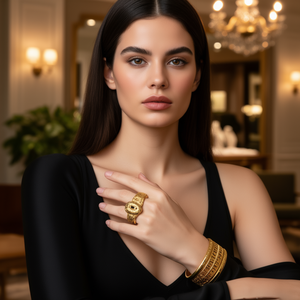 Fashion <b>Rings</b> PVD Gold Plated 316L Stainless Steel Sustainable Resistant <b>Statement</b> <b>Ring</b> For Women - Product Image 3