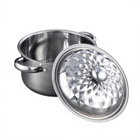 Ensemble de casseroles en acier inoxydable trois pièces, grande capacité, avec double poignée et couvercle en acier inoxydable