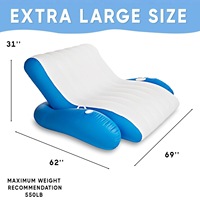 Fauteuil Gonflable Double en PVC Personnalisé en Forme de S pour Divertissement, Loisirs et Sieste, Jouet Pliable pour 2 Personnes 69x62in