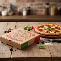 Kotak Pizza Hitam dengan Logo Murah Desain Logo Sendiri Kotak Pizza Cetak Kertas Kemasan Makanan Mewah Kotak Kue Kustom Kertas Berlapis