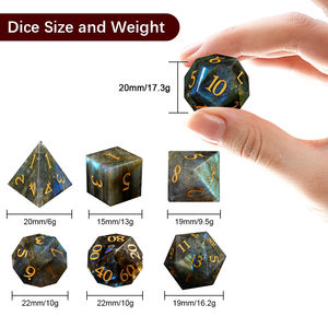 7 buah Set dadu batu permata alami DND buatan tangan batu kristal polihedral untuk ruang bawah tanah & naga RPG papan permainan batu permata dadu DND - Product Image 4