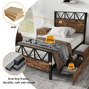 Base de <span class=keywords><strong>Cama</strong></span> Moderna para Colchón <span class=keywords><strong>Doble</strong></span> Queen, Estructura de <span class=keywords><strong>Cama</strong></span> de Metal Resistente - Product Image 4