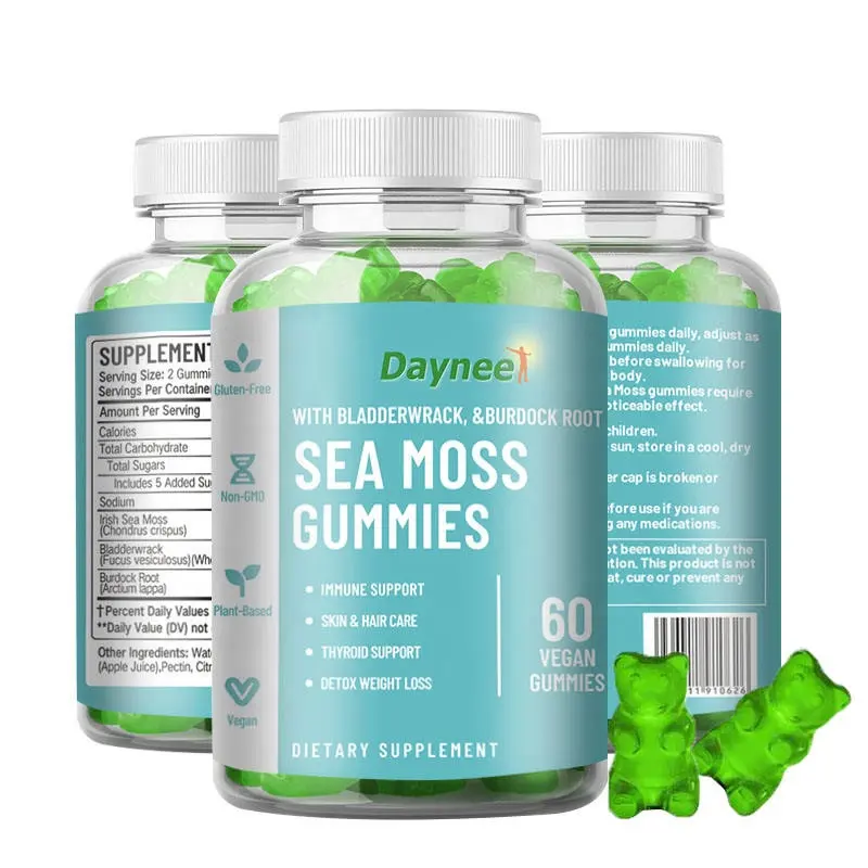 Sea Moss Gummies Organic Irish Bulk fudge Vitamin B Biotin Vegan Gummy Bear Black Elderberry seamoss soft candy